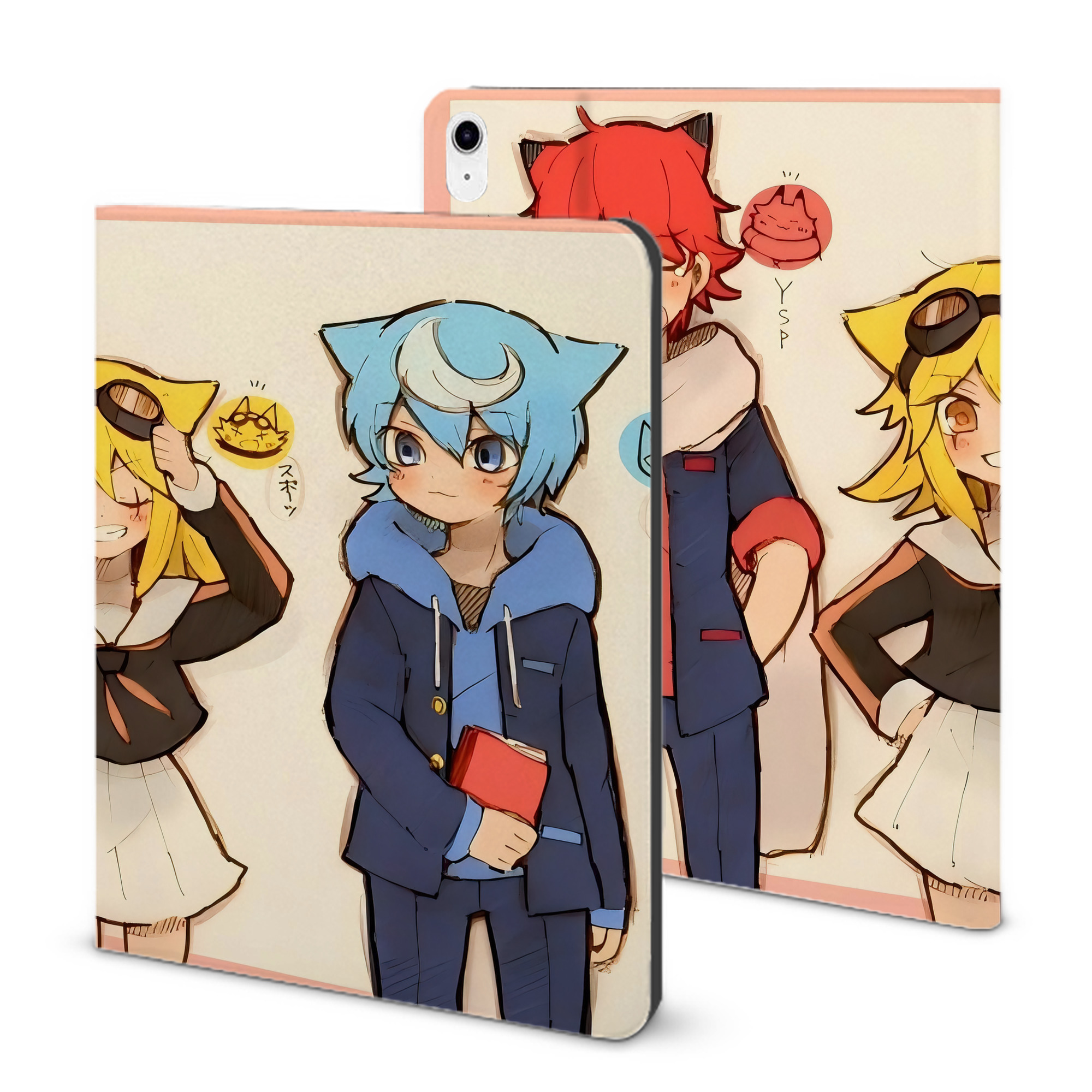 （画像用） 妖怪ウォッチ Yo-kai Watch IPad ケース ブック型 PUレザー TPU 耐衝撃 軽量 薄型 ペン収納なし 全面保護 IPad 各モデル対応